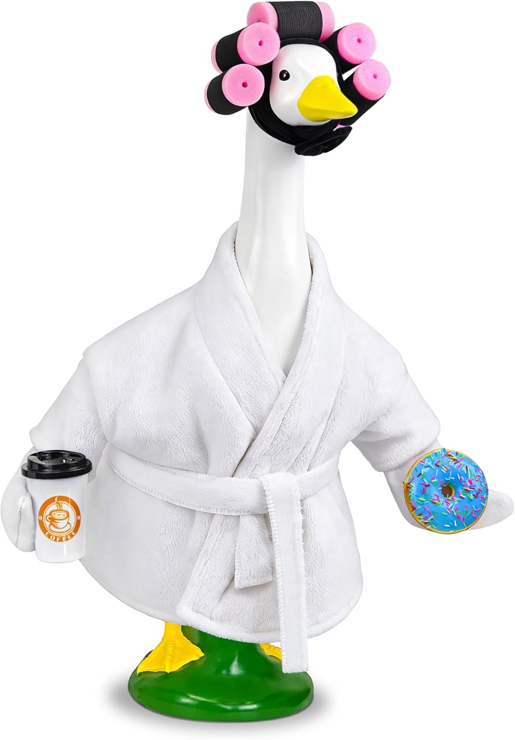 Lady Porch Goose Outfits, Spring Summer Goose Clothes Costume with Bathrobe for 17/23" Lawn Cement Geese for Garden