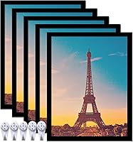 Vista 30 de Juego de 5 portarretratos de 18 x 24 pulgadas, marcos de fotos negros de alta transparencia para galería de pared horizontal de escritorio vertical