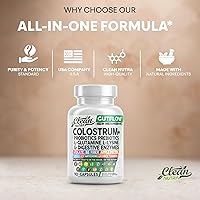 Vista 7 de Clean Nutraceuticals Colostrum Supplement Capsules Probiotics Pills Prebiotics, L-Glutamine, Digestive Enzymes, Folate, Fiber, ACV, Turmeric, Apple