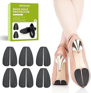 Non-Slip Shoe Sole Protector for Grip Enhance - Bukihome Sole Protection Reduce Wear Due to Frequent Resoling, Long-Lasting Adhesive Durable for Mens Womens Footwear Black, S, 3 Pairs
