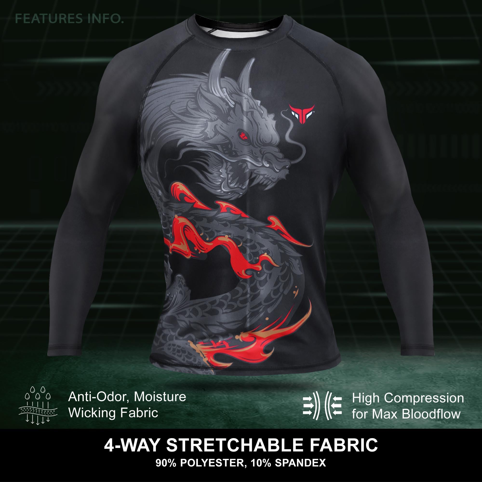 Mytra Fusion Rashguard BJJ Breathable & Ultra Lightweight Maglia Compressione Uomo MMA Rashguard per Palestra, Allenamento, Corsa e Ciclismo