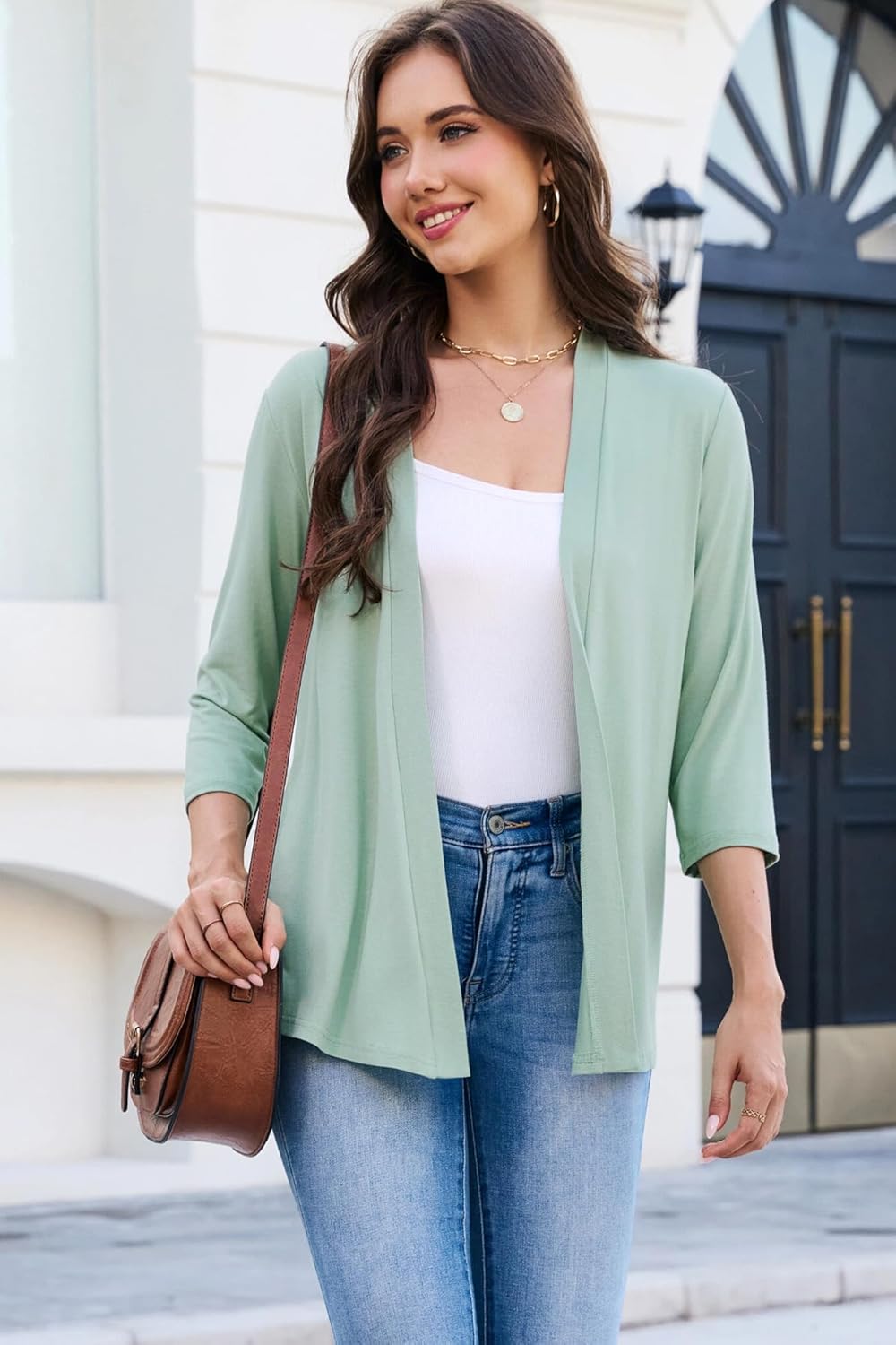 Yekaty 3/4 Sleeve Cardigan for Women Lightweight Open Front Summer Soft Drape Cardigans - Image 6