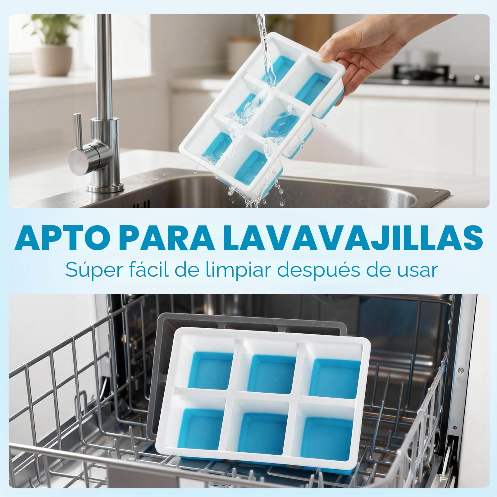 Cubitera Grande Silicona para Hielo XL 6 CM 140ml Libre de BPA con Tapa 2 Pack