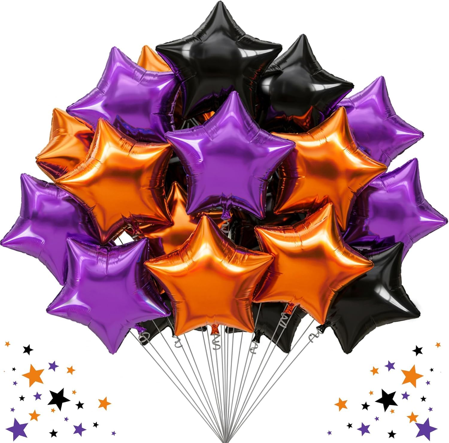 DecoGlee 30Pcs 18 Inch Large Black Orange Purple Star Shape Foil Balloons Big Stars Helium Mylar Ballons for Halloween Birthday Wedding Bridal Shower Anniversary Engagement Party Decorations Supplies — image 1