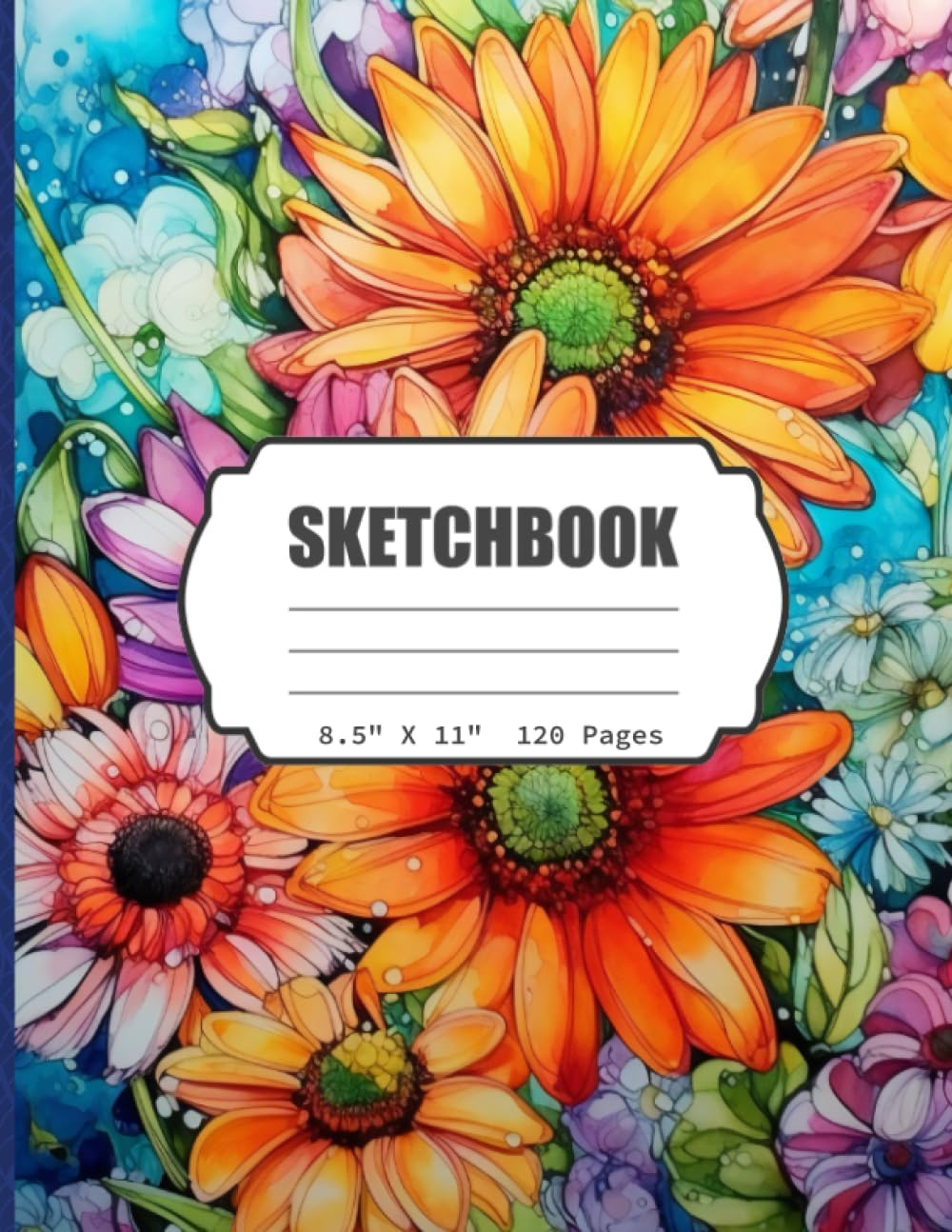 SketchBook: Watercolor Floral Blank Sketch Book for Kids, Teens, Adults, Artist Notebook/Journal for Drawing, Writing, Sketching or Doodling, Blank Paper, 120 blank Pages, 8.5x11 (Blank Drawing Book)