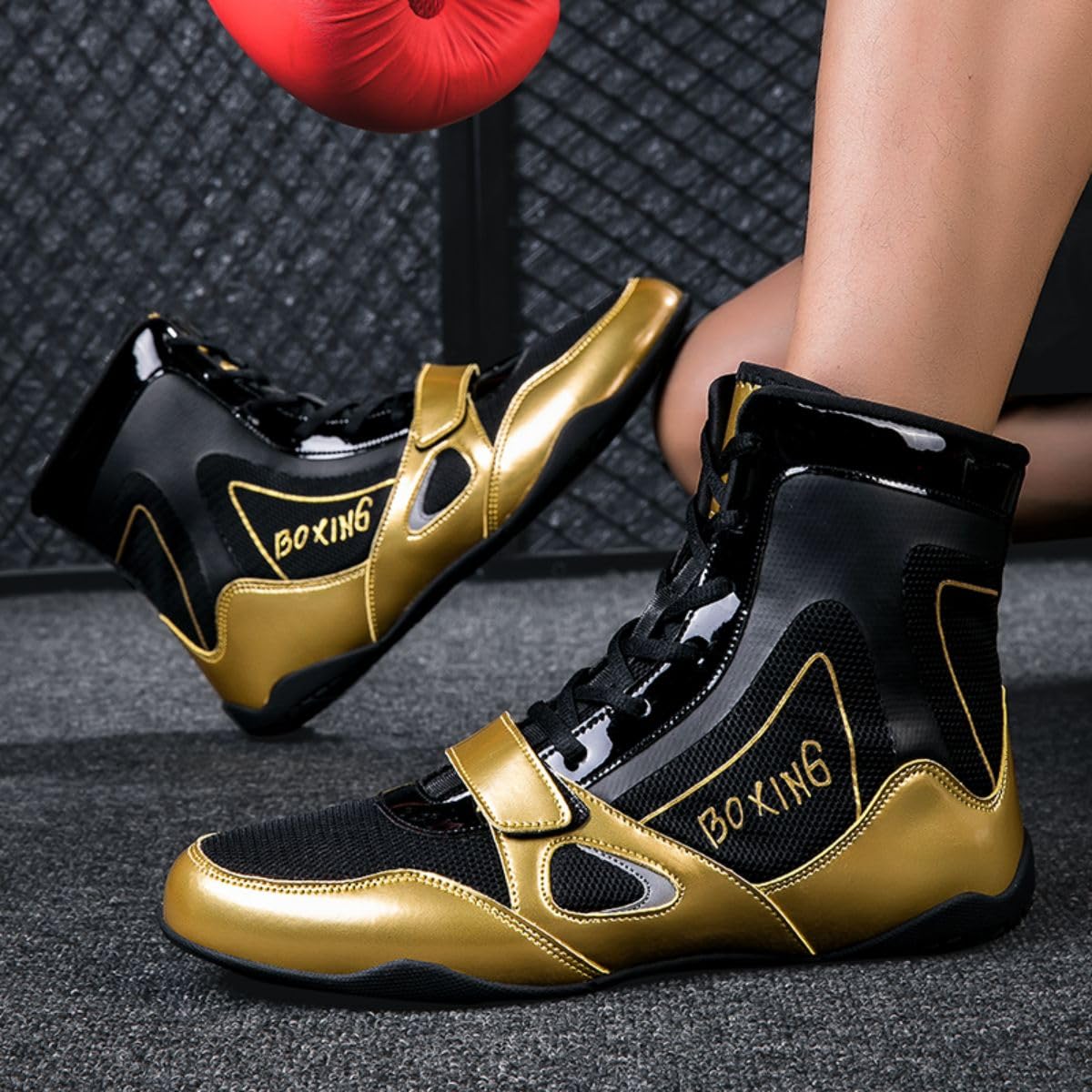 Scarpe da Boxe Uomo Scarpe da Lotta Boxer Formatori Lotta Calzature Cool Dry per Allenamento Lotta Esercizio Fitness 35-47