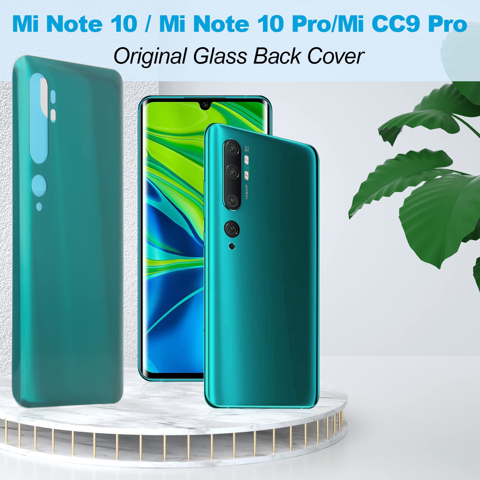 Pokrywa akumulatora do Xiaomi Mi Note 10 / Mi Note 10 Pro/Mi CC9 Pro Backcover Pokrywa komory akumulatora Pokrywa baterii Tylna strona + Narzędzie montażowe + Narzędzie do demontażu (zielona)