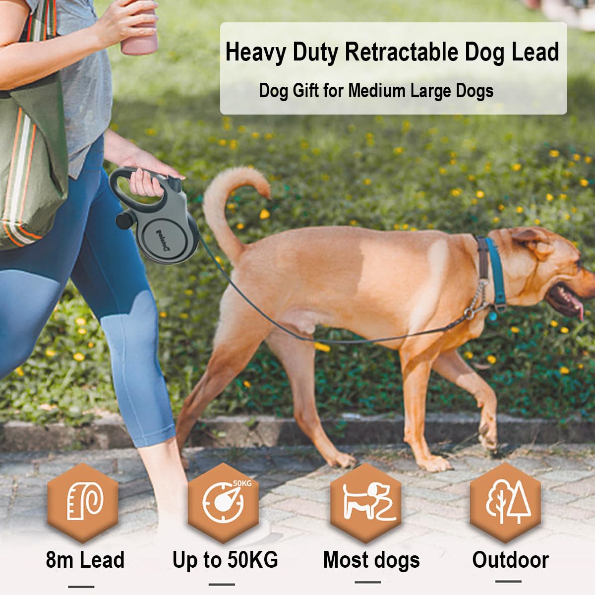 Retractable Dog Leash, Dotolog 26ft Extendable Lead, Tangle-Free Pet Retractable Lead with One-Touch Lock - Image 2