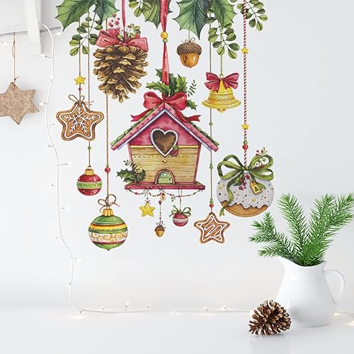 Miniatura 7 de Calcomanías de pared de Navidad, 1 unidad, calcomanías de pared de vinilo de Navidad, murales de pared extraíbles, decoración de pared para