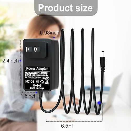 Miniatura 3 de Adaptador de corriente de 5V 1.2A para teléfonos Yealink compatible con T53, T53W, T26P, T27, T28P, T34W, T41P, T42G, T43U, T20P, T22P, MP50