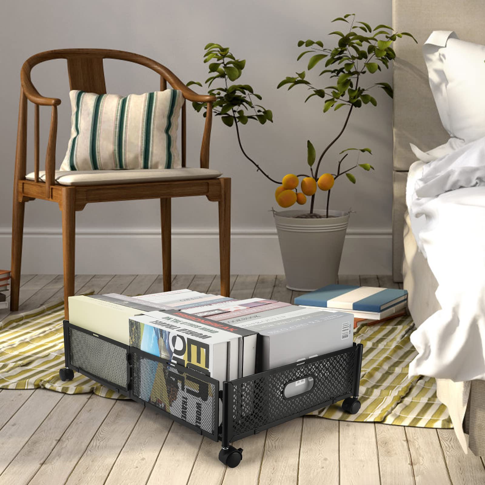 Contenitori per riporre sotto il letto, cassetti rotolanti organizzatore per scarpe con ruote, organizer per scarpe sotto il letto, organizer pieghevole per riporre vestiti scarpe libro