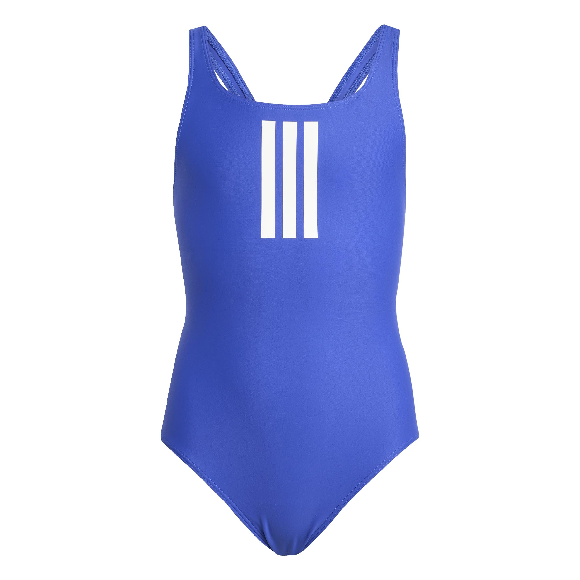 adidas Girl's 3-Stripes Swimsuit Kids Swimwear, Semi Lucid Blue/White, 9-10 Years