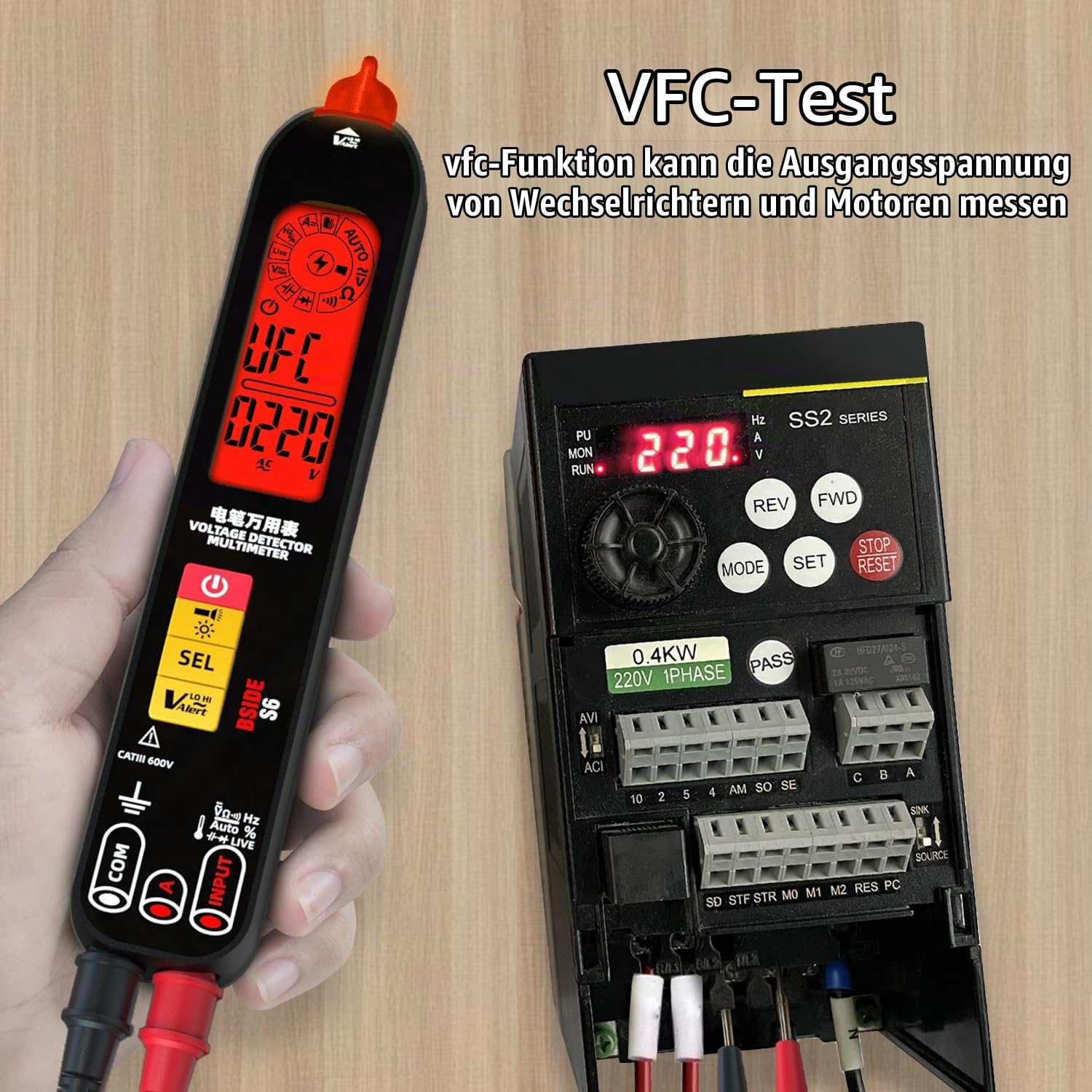 BSIDE S6 Spannungsprüfer Berührungslos Wiederaufladbar Elektrischer Tester mit Dreifach Display VFD Amperemeter Kapazitätsmesser Automatisch Multimeter Stift für Strom/Spannung AC DC Ohm Hz Durchgang