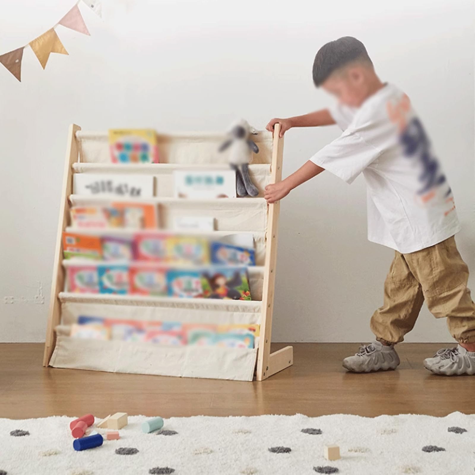 Scaffale per libri frontale, libreria decorativa per asilo nido e stanza dei giochi per bambini, decorazione per la stanza dei bambini, facile accesso