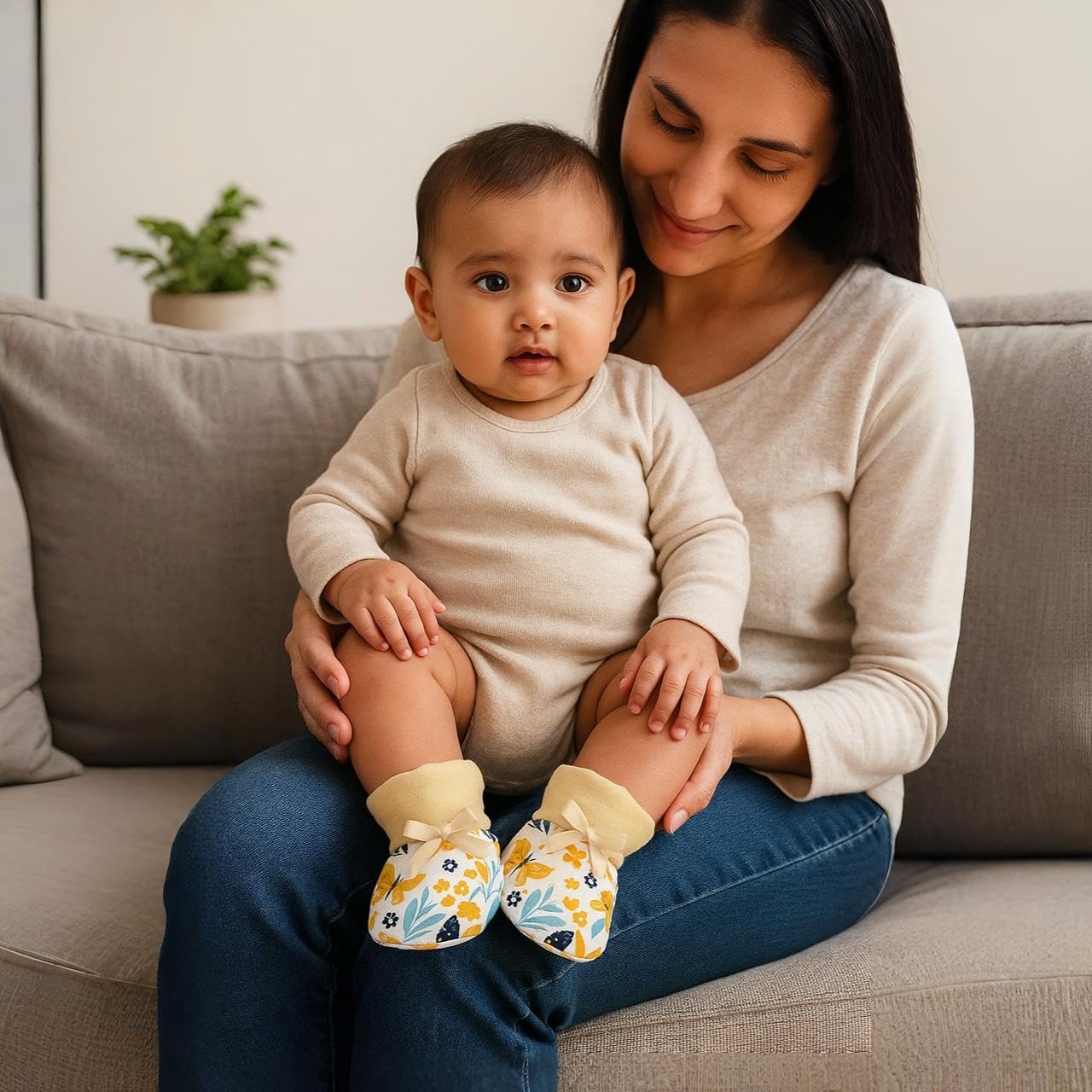 Adhigams Baby Booties Set | Soft Cotton Baby Booties with Comfortable Terry Base for Gentle Support, Cute & Durable Footwear Designed for Regular Use and Easy Comfort | Pack of 1 (0-3 Months) 3