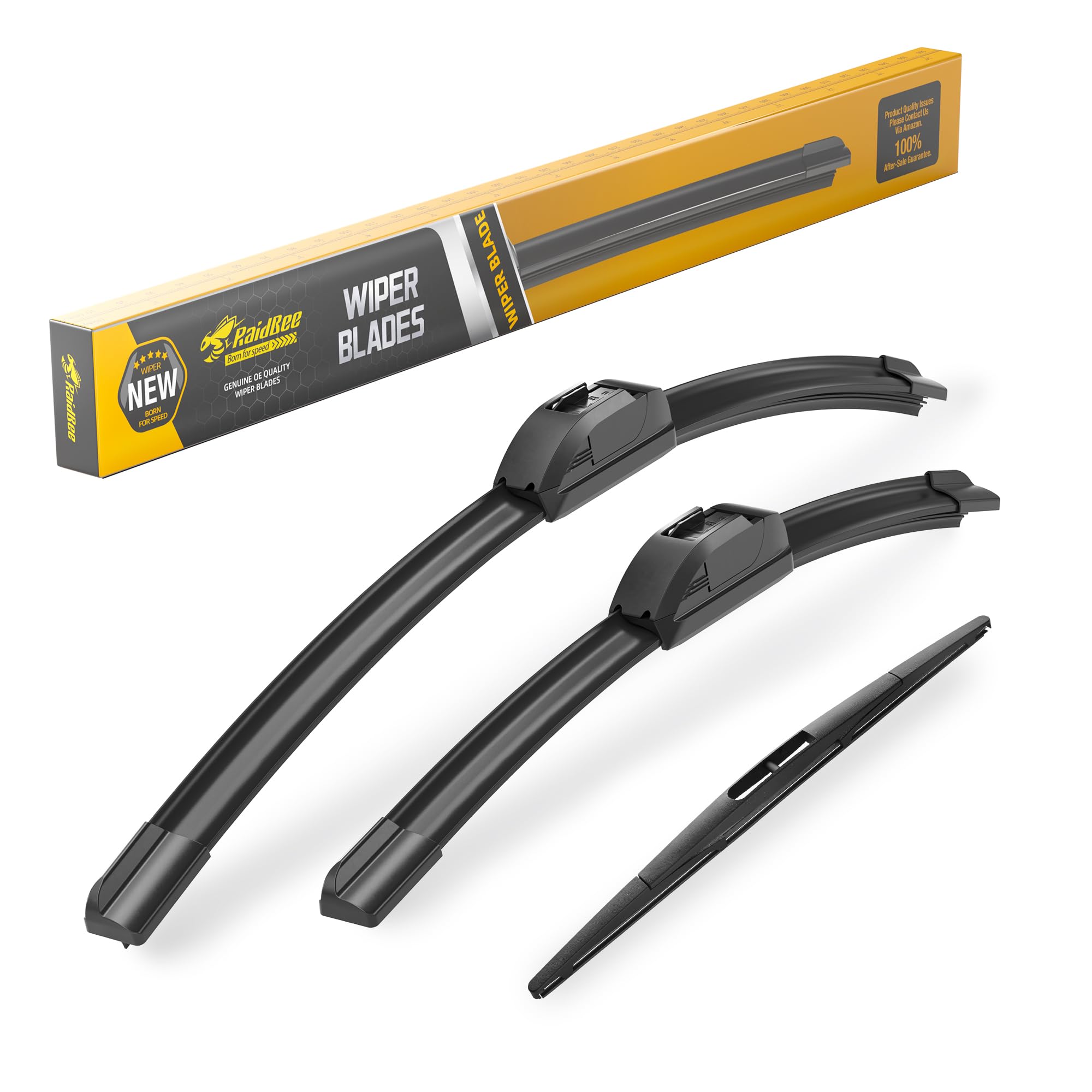 Raidbee® 28"+14" Windshield Wiper Blades with 14" Rear Wiper Blade Replacement Set for Honda Fit 2009 2010 2011 2012 2013 2014 2015 2016 2017 2018 2019 2020 – Genuine OEM Quality (Set of 3)