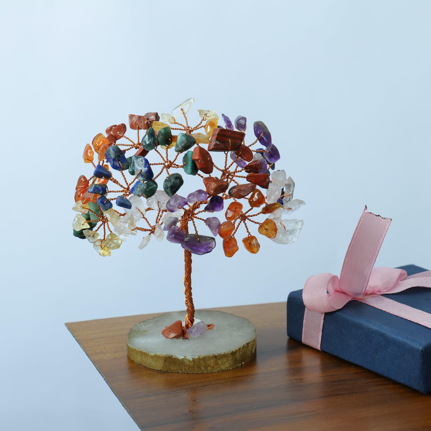 Crystal Árbol - Cristales y Piedras - 7 Cristales de Chakra - Decoración Espacial estética - Feng Shui Money tre - Decoración del Ministerio en el Interior - Chakra Stonones - Chakra -Tree of Life