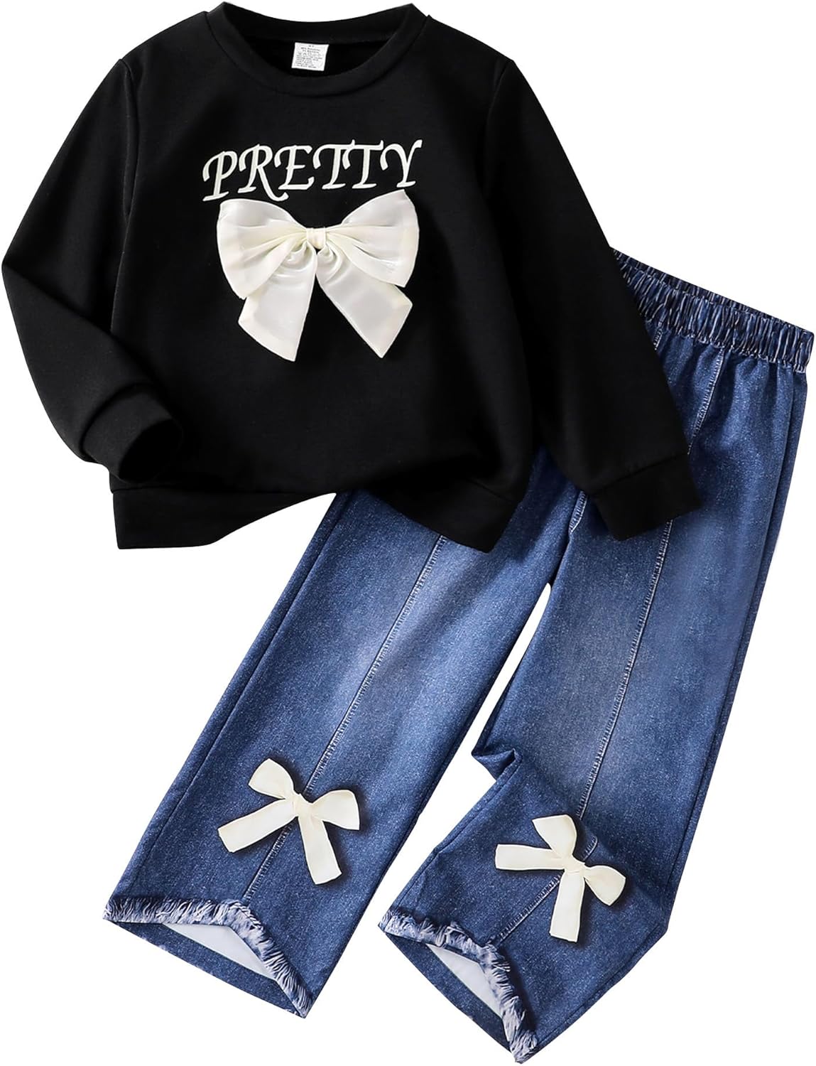 Toddler Girl Clothes Sets, 2Pcs Cute Fall Outfit for Little Girls, Long Sleeve Top & Pants for Size 4-8T