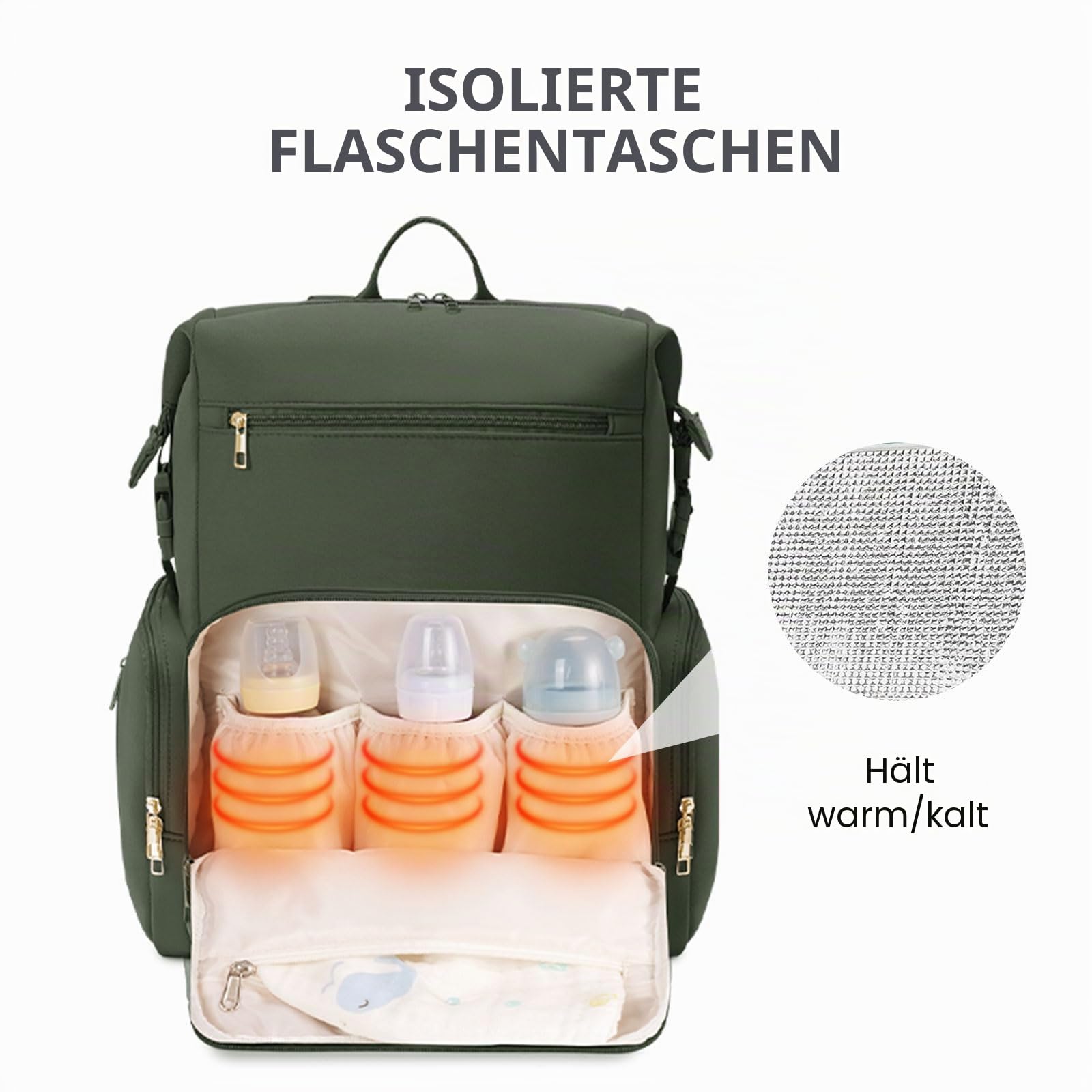 CEI-CEI Neopren Wickelrucksack Große Wickeltasche für Neugeborene, wasserdichter Reise-Rucksack für Mama und Papa mit isolierten Fächern und Wickelunterlage