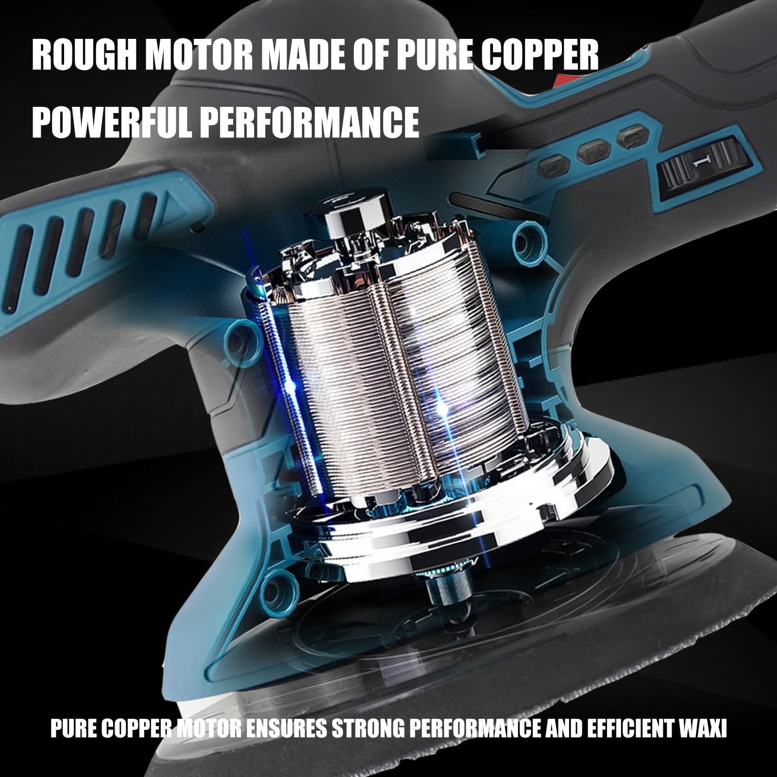 Batería pulidora excéntrica, juego de 2 baterías de 3,0 Ah y cargador, 6 marchas, 2500-6000 rpm, 16 accesorios, indicador de batería LED, para abrillantador de pintura, encerado, eliminación de
