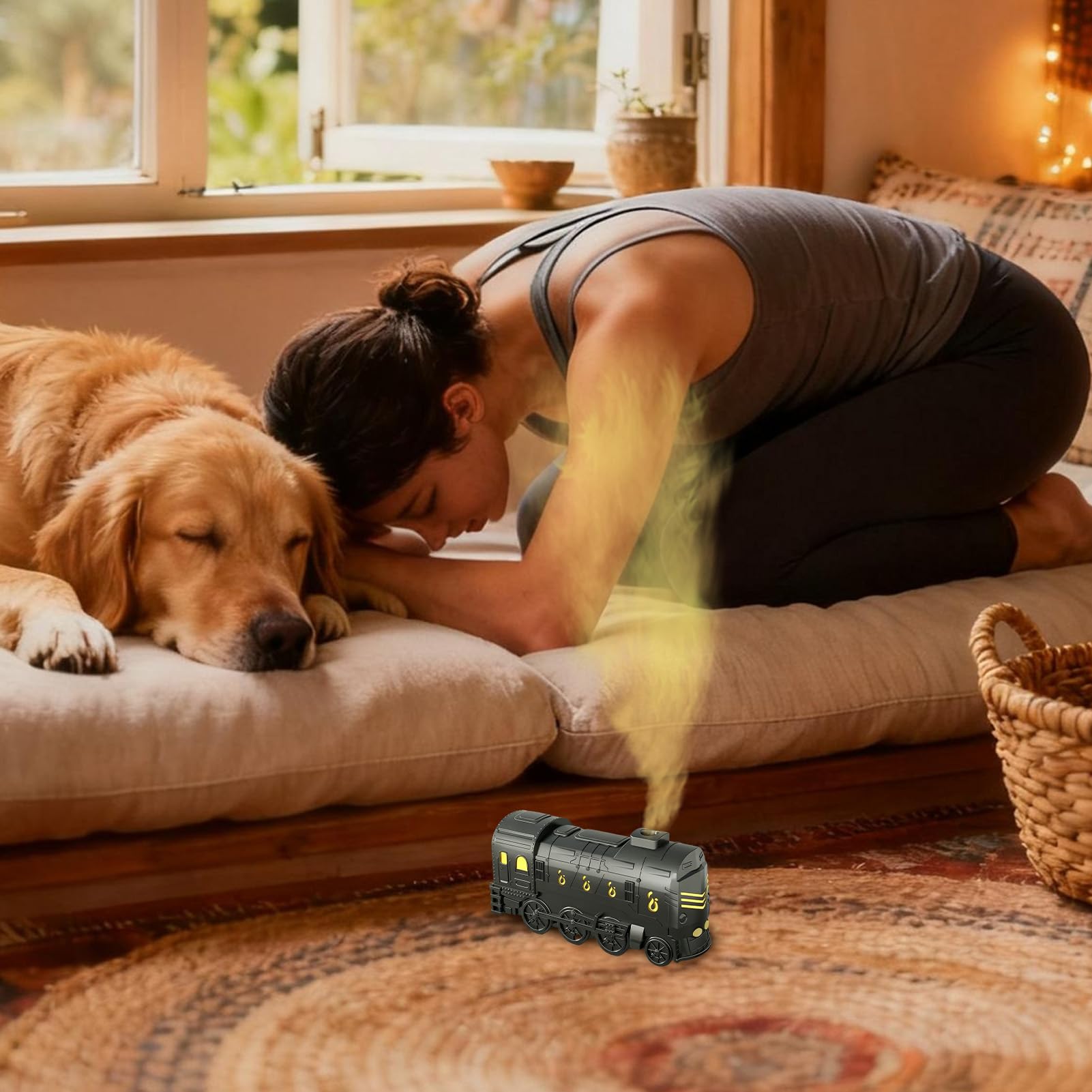 Diffuseur d'Air 7 Lumières de Couleur Train Humidificateur Décor