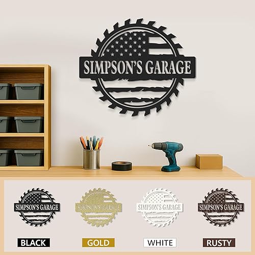 Miniatura 7 de Letreros de garaje personalizados para hombres, letrero de taller de papás, letrero personalizado de metal para exteriores, decoración de cueva de