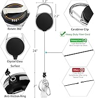 Vista 5 de Giancomics Black ID Badge Holder with Lanyard, Lanyards for ID Badges with Badge Reel Retractable Heavy Duty, Lanyard with ID Holder Keychain Clip