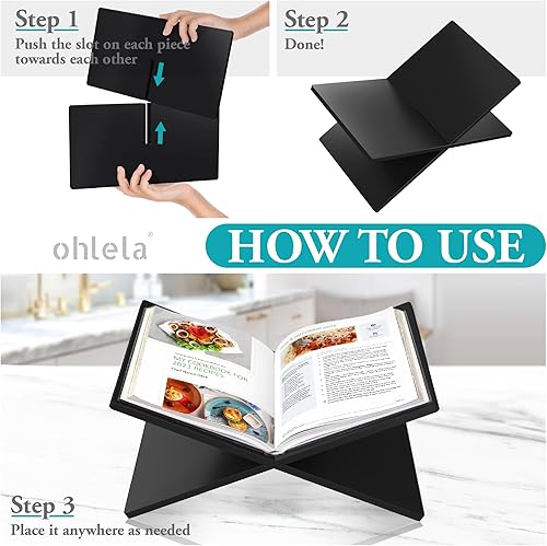 Miniatura 6 de ohlela Soporte acrílico para libros, 10.6 x 7.1 x 5.1 pulgadas, color negro mate para exhibir como un elegante y resistente soporte acrílico para