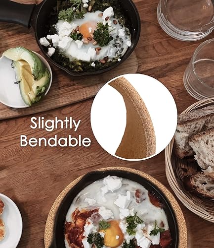 Miniatura 7 de Salvamanteles de corcho, 4 salvamanteles de corcho grueso de alta densidad para platos calientes, posavasos grandes de 10 pulgadas resistentes al