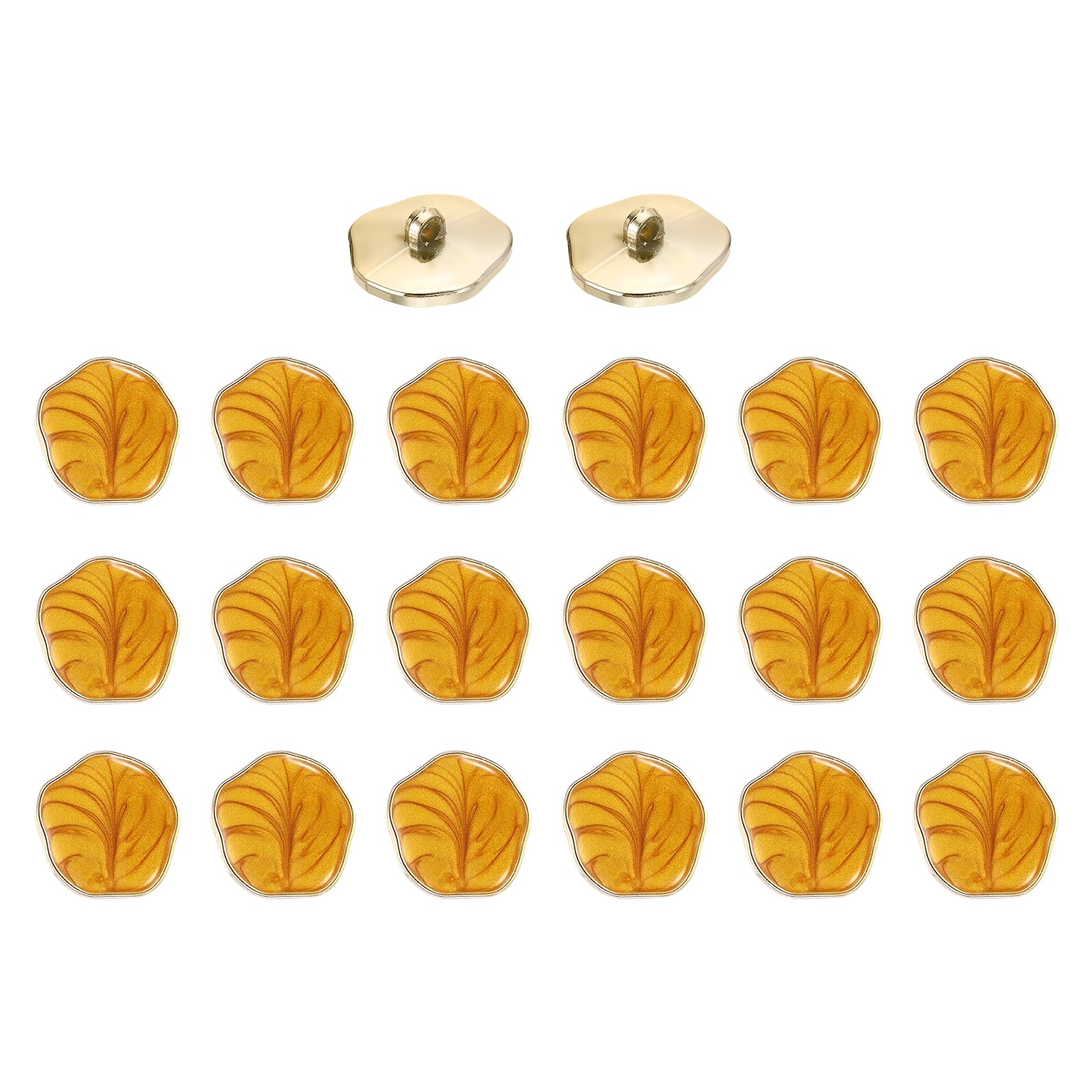 sourcing map 20Pcs Shank Buttons, 25mm/1" Irregular Vintage Decorative Sewing Buttons Fastener Accessories for Clothing Coat Suit Cardigan Crafts Decoration, Golden Yellow