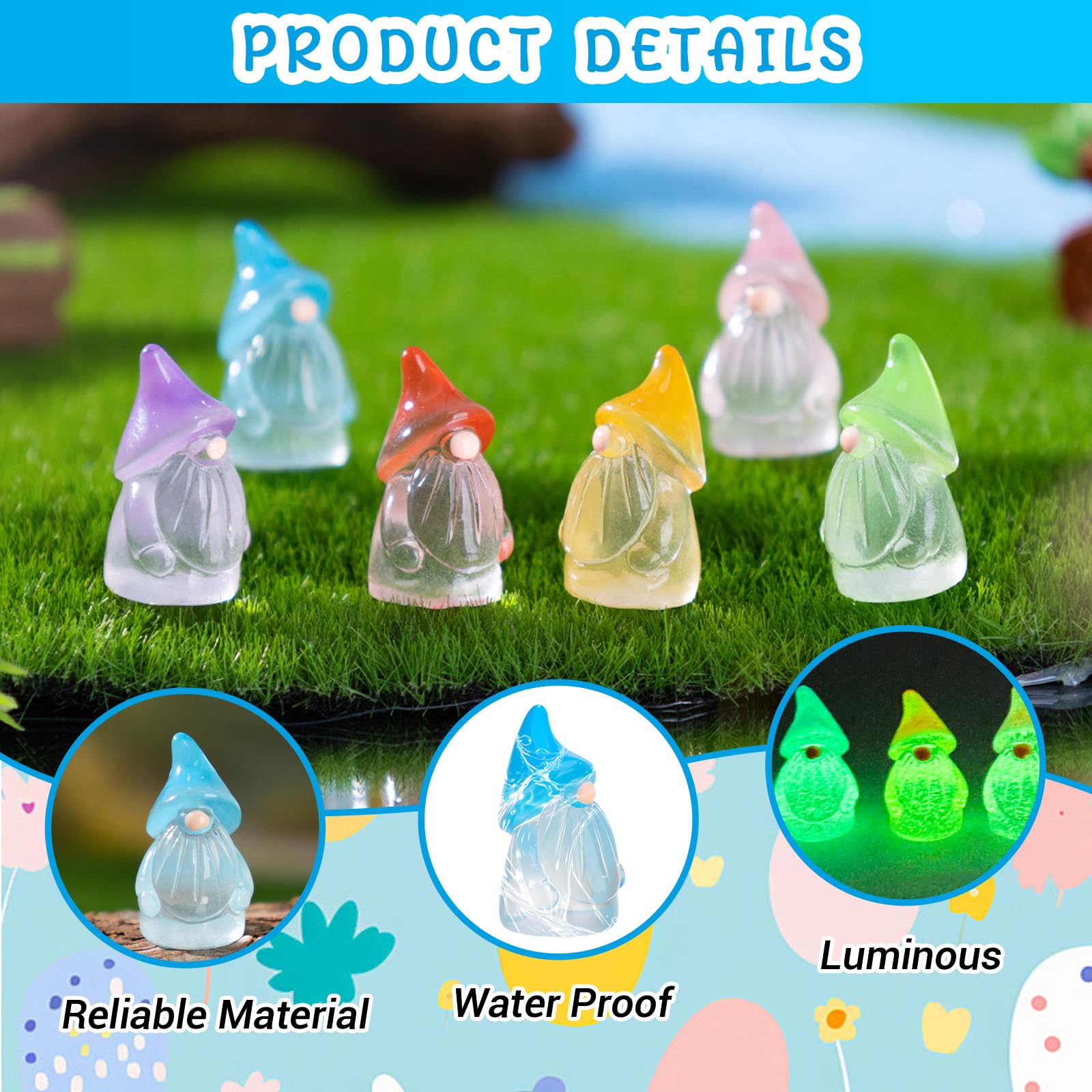 30 sztuk żywiczne świecące miniaturowe krasnale ogrodowe świecące w ciemności figurki ogrodowe krasnale miniaturowe dekoracje krajobrazu