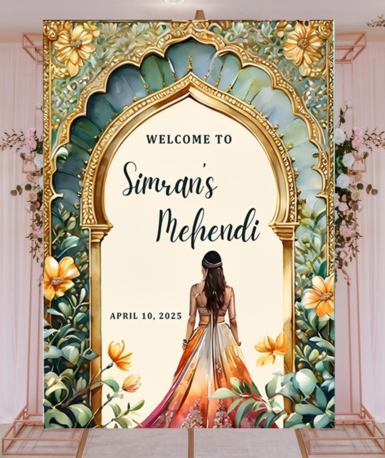 Theme My Party Customized Wedding Welcome Board for Mehendi Haldi | Personalized