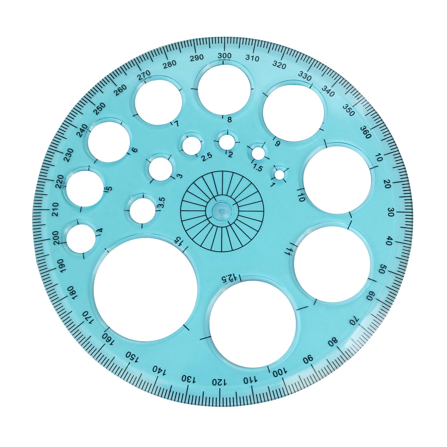 yyangz 4PCS Protractor Multi functional Circle Drawing Geometry Template Plastic Blue Round Drawing Tool Suitable for Office and Home Classroom
