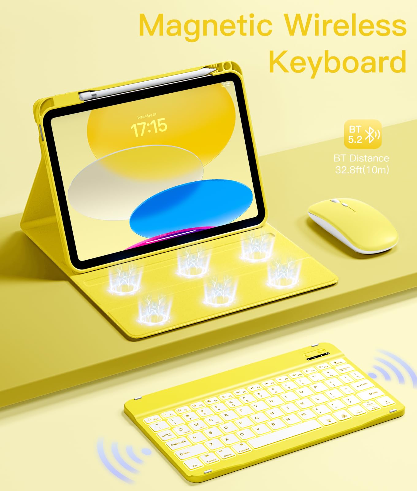Hamile Funda para iPad A16 con teclado, teclado desmontable inalámbrico retroiluminado con purpurina con soporte para lápices para iPad de 11ª generación A16 de 11 pulgadas 2025 10.9 pulgadas 2022