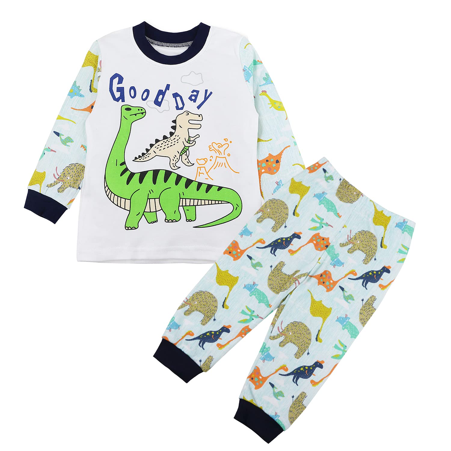 SAMGU Pijama para Niños Algodón Dos Piezas Dinosaurio Ropa Pantalón y Camiseta de Manga Larga para Dormir Conjunto Niño Verano para 1-5 Años