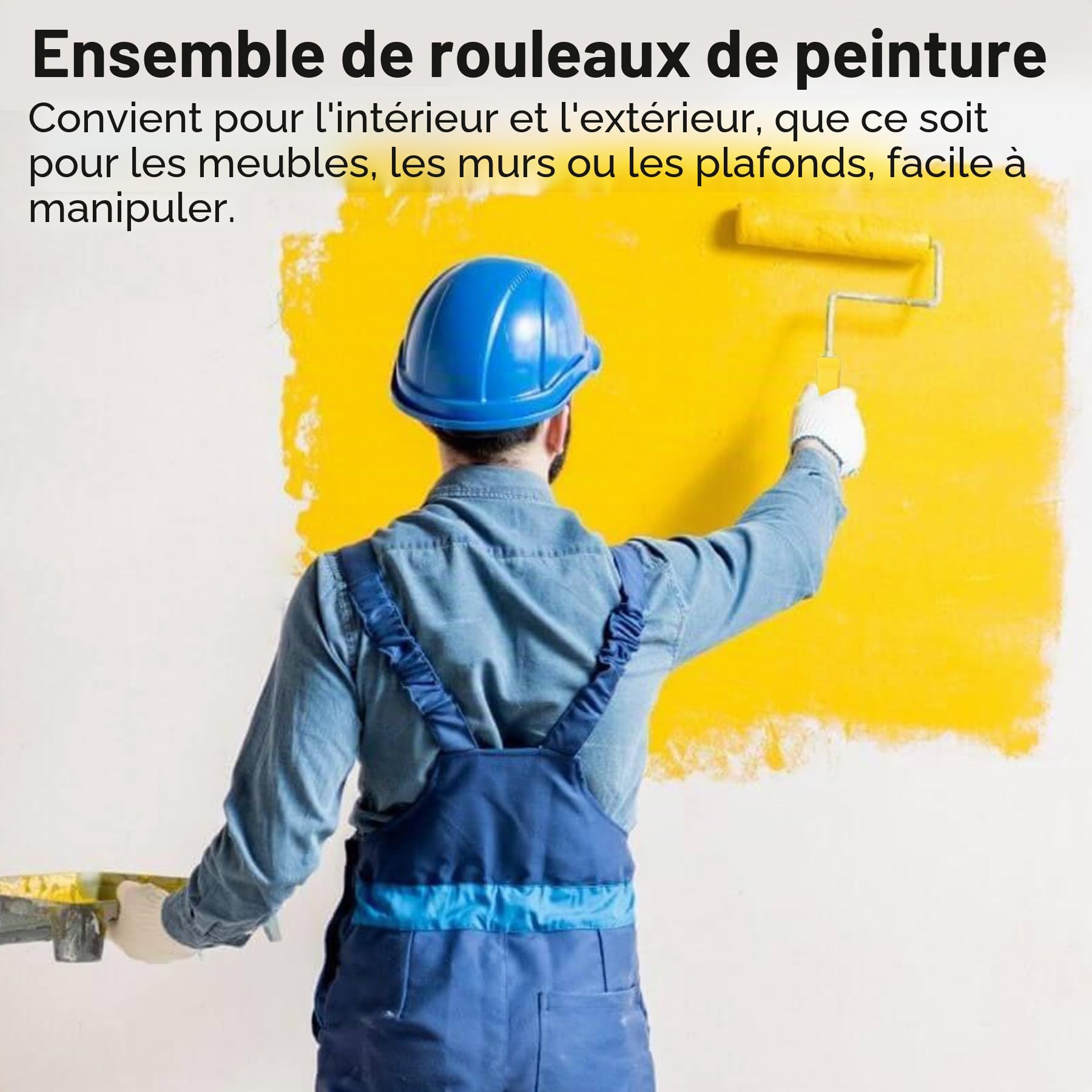 Ensemble de Rouleaux de Peinture, 20PCS Rouleaux de Peinture de 22,9 cm + 10,2 cm et Ensembles de Plateaux, Rouleaux pour Peinture avec Perche d'Extension de 1,5 m, Pinceau de Peinture, Cadres