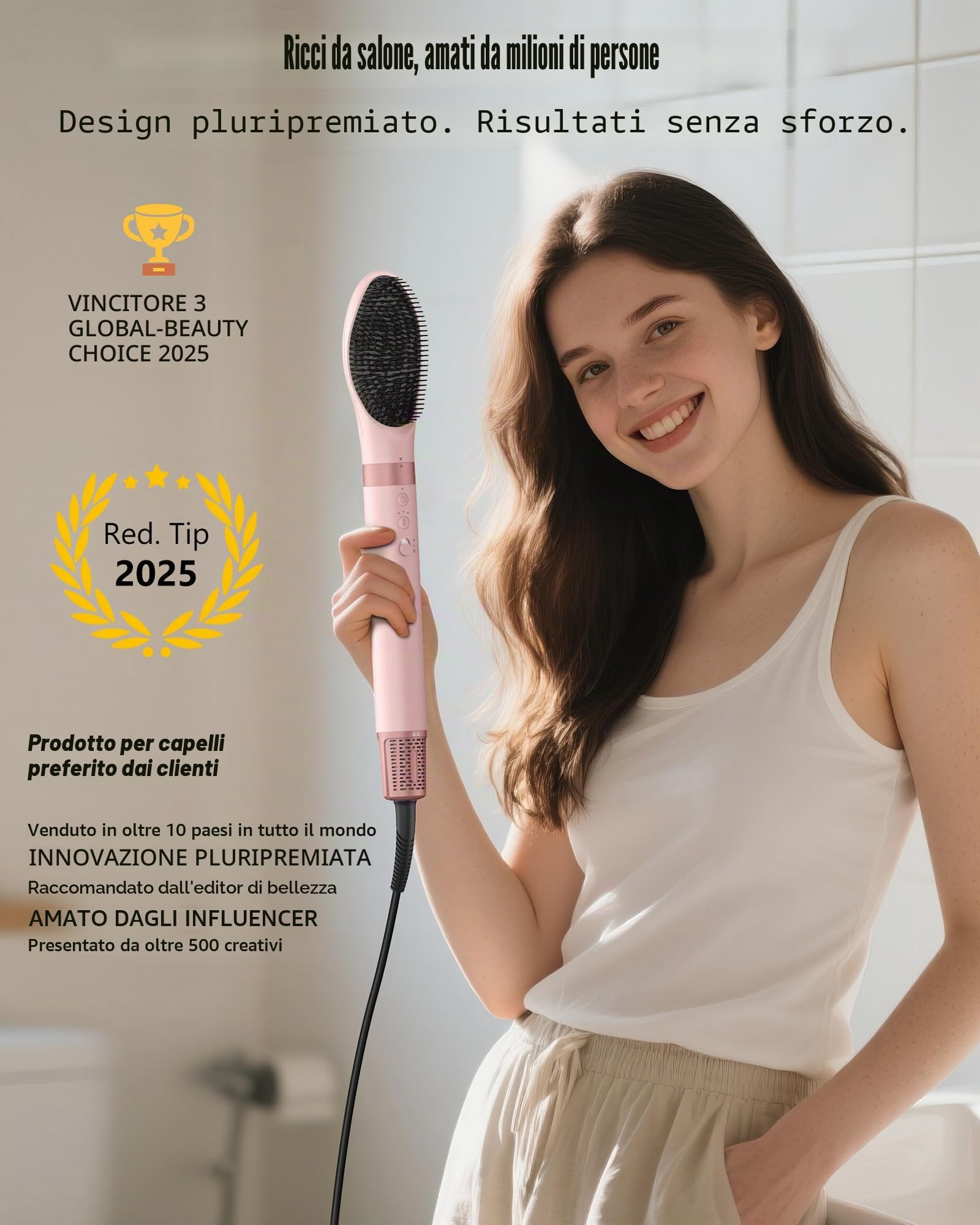 MESCOMB [5 in 1] Multifunzione Spazzola Asciugacapelli & Air Styler 110000 RPM Asciugatura Rapida, Nessun Danno Termico con Ricci, Liscio Volume Con Scatola Portaoggetti