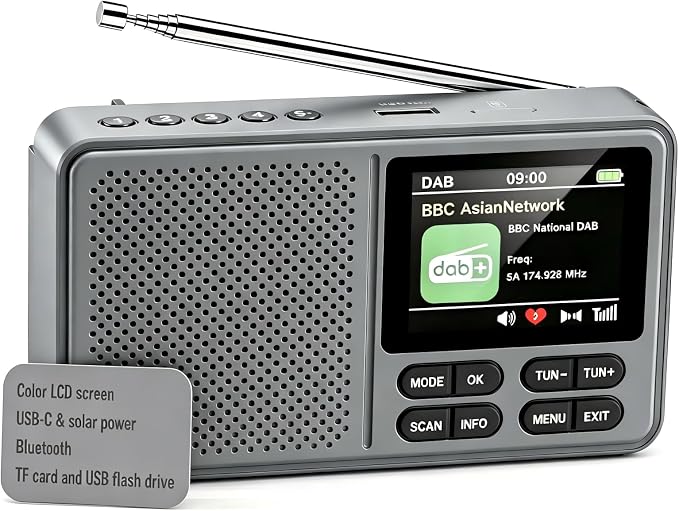 Plictode DAB Plus Mini Radio with 2.4-Inch Display