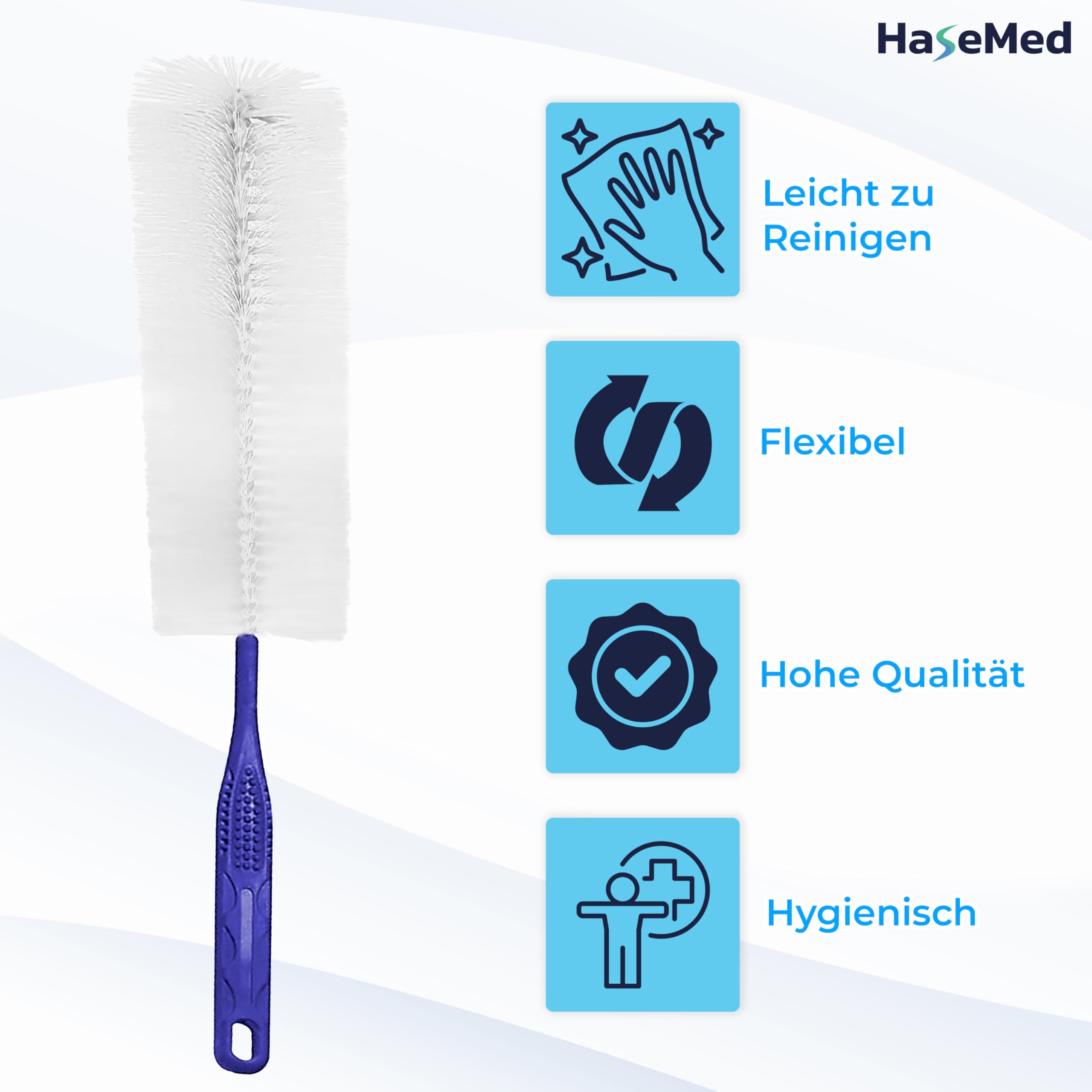 HaseMed szczotka do butelek z moczem, 10 sztuk, szczotka do czyszczenia butelek z moczem, długość 37 cm, wykonana z wytrzymałego tworzywa sztucznego polipropylenowego, higieniczna, trwała i elastyczna