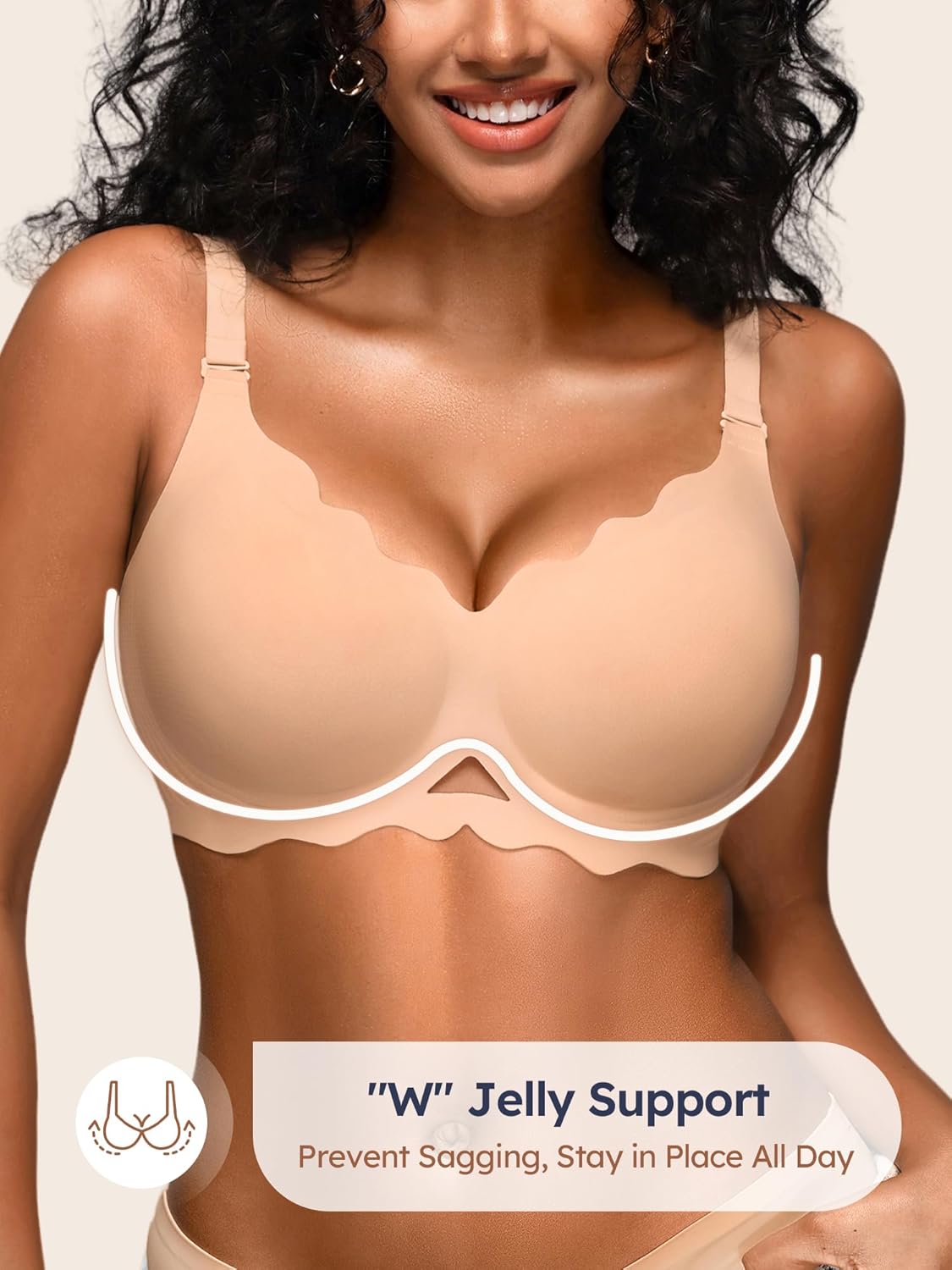 Jelly Bras for Women with Support - S-3XL Wireless Seamless T-Shirt Bra No Underwire Full Coverage Comfort Bralette - Image 3