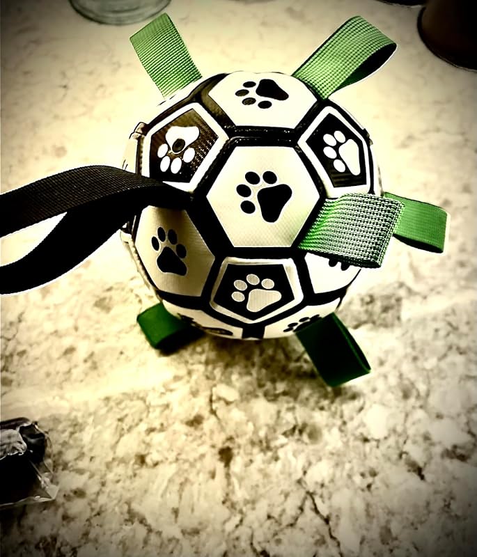 Pet Supplies QDAN Dog Toys Dog Balls, World Cup Dog Soccer Ball with Straps, Dog Birthday, Herding Ball, Durable Balls for Small Medium Pet, Puppy Outdoor Toy (6 Inch) : Review Image