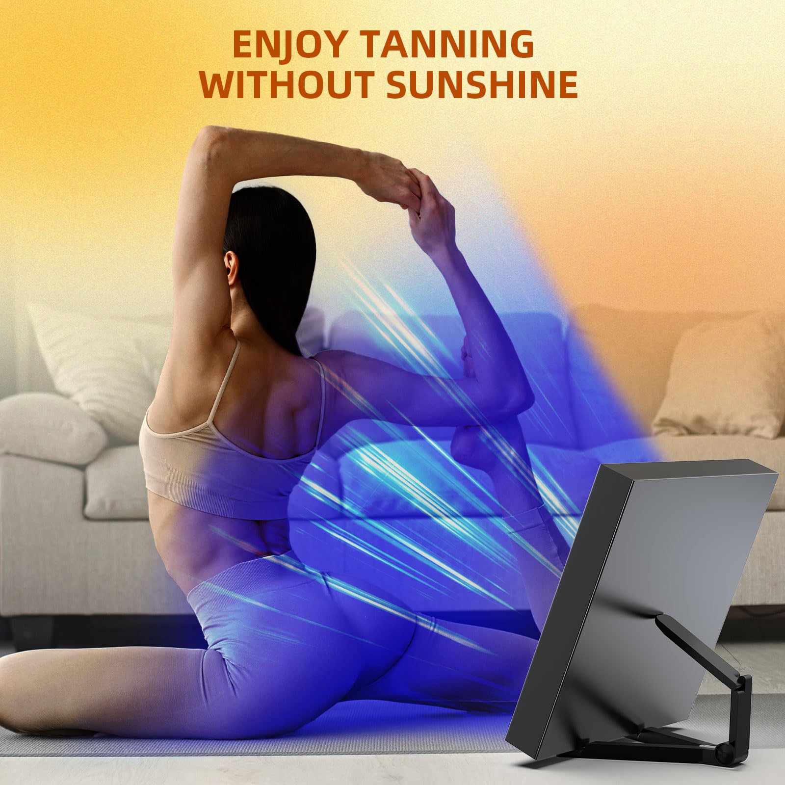 Lámpara de bronceado para el hogar, 225 unidades, 460 NM, solarium facial, soporte ajustable y gancho colgante, bronceador facial para el hogar para el cuerpo y la cara (negro)