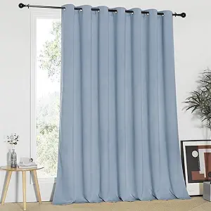 NICETOWN Blackout Patio Curtains 100 x 95 Inches Long for Sliding Door Extral Wide Blackout Curtain Panels Thermal Insulated Room Divider - Grommet Top, 100" W x 95" L, 1 Panel, Vintage Blue