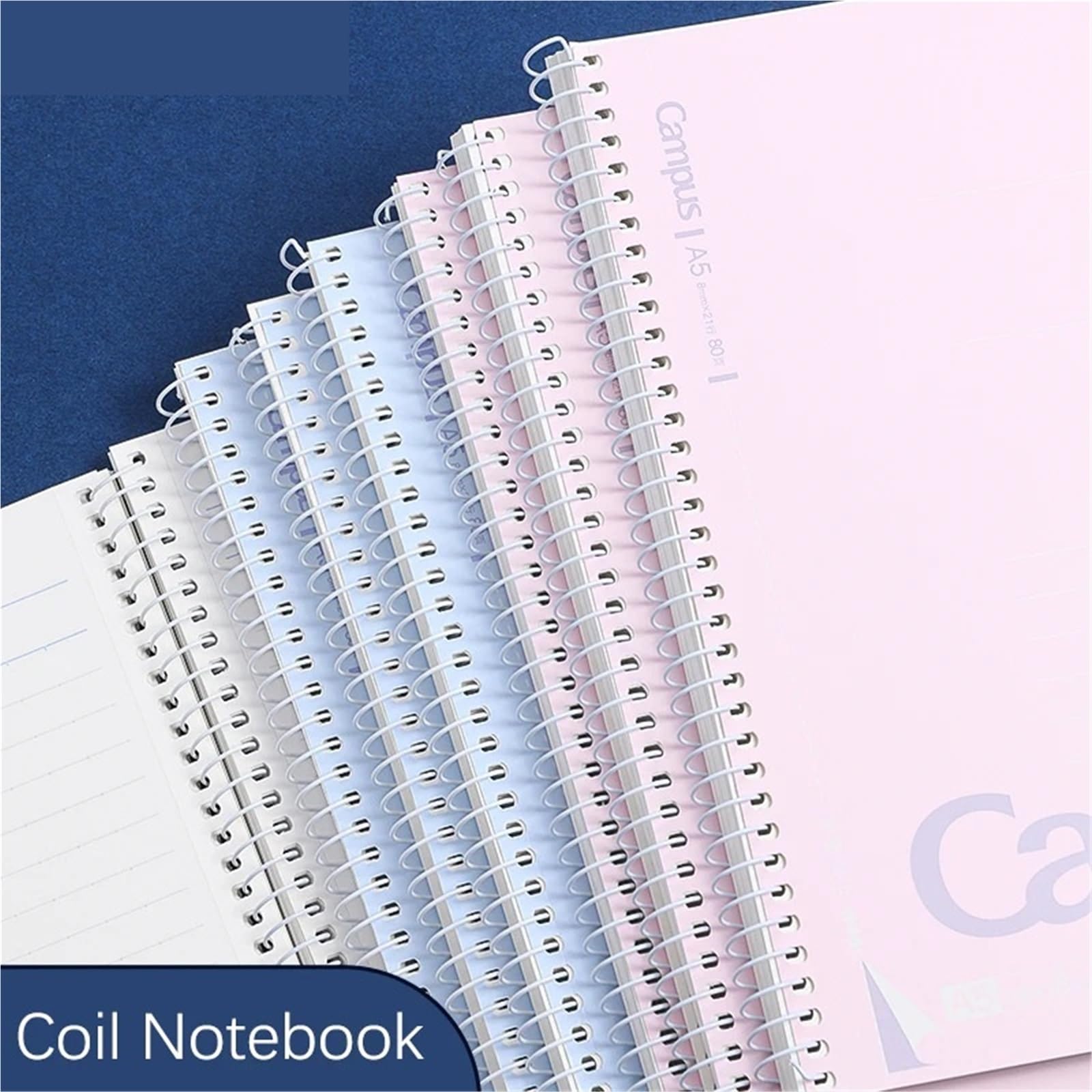 cuaderno espiral de líneas anchas 2 hojas A5 B6 con cuadrícula de puntos y papel for diario, borrador for útiles escolares, papelería.(Black)