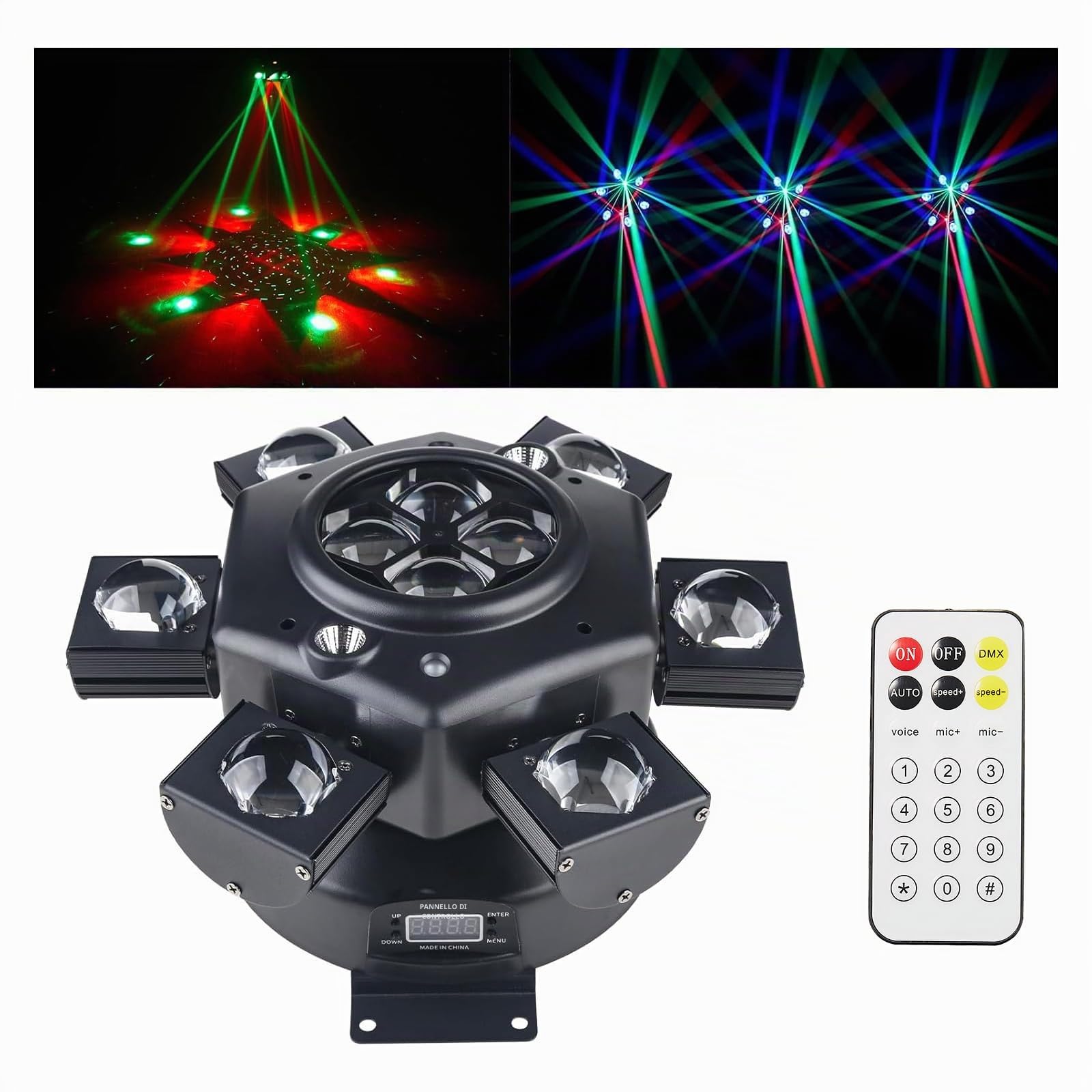 Luce per DJ Party, LED 4 in 1 RGBW da 150 W Luci da palco per DJ Dmx 512 Controllo Rotazione fluida Luci per DJ con suono attivato per matrimoni DJ Party e Live House