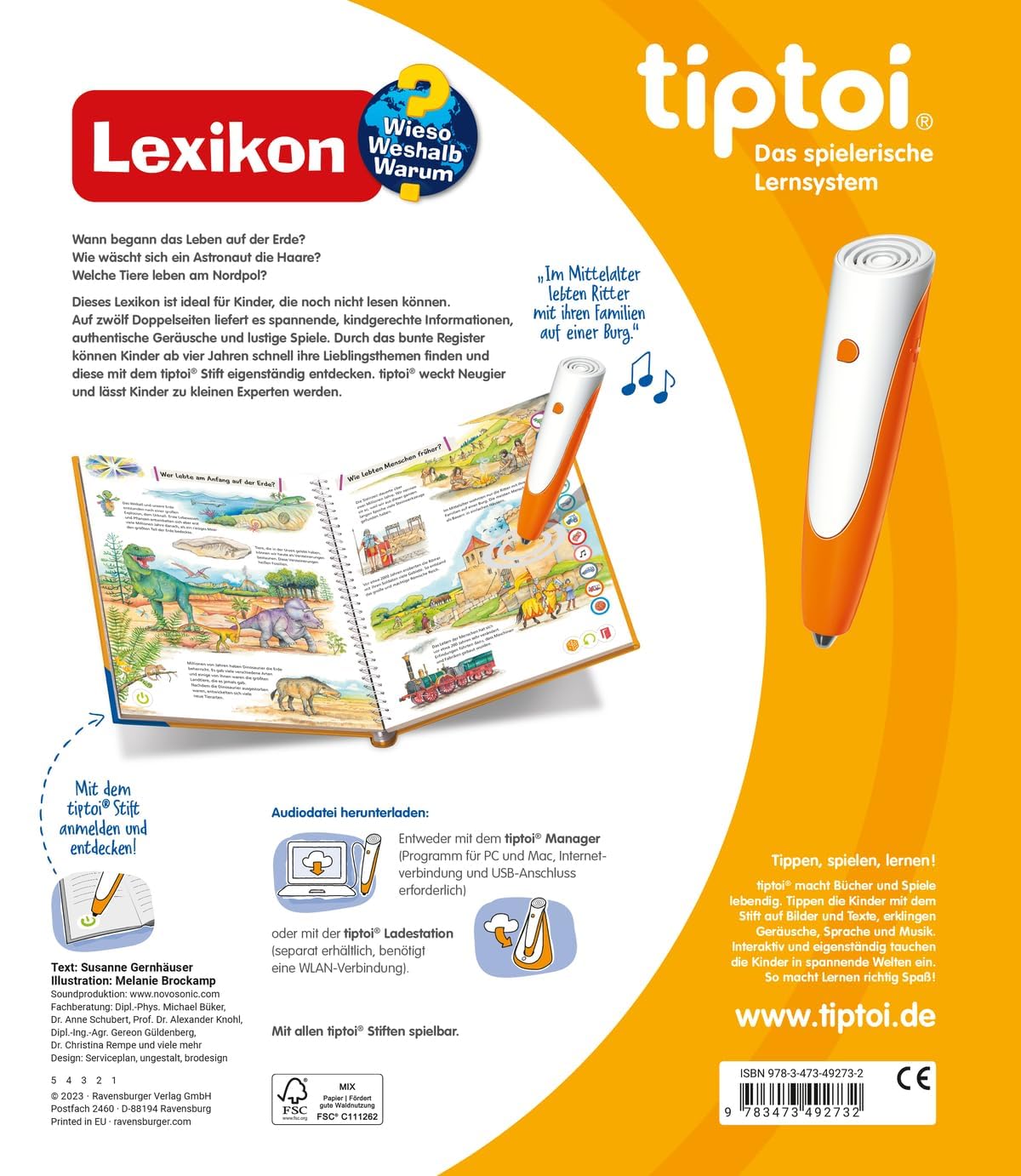 Ravensburger tiptoi Set: Wieso? Weshalb? Warum? Lexikon (Kinderbuch) + 00110 tiptoi Der Stift, Lernspielzeug für Kinder