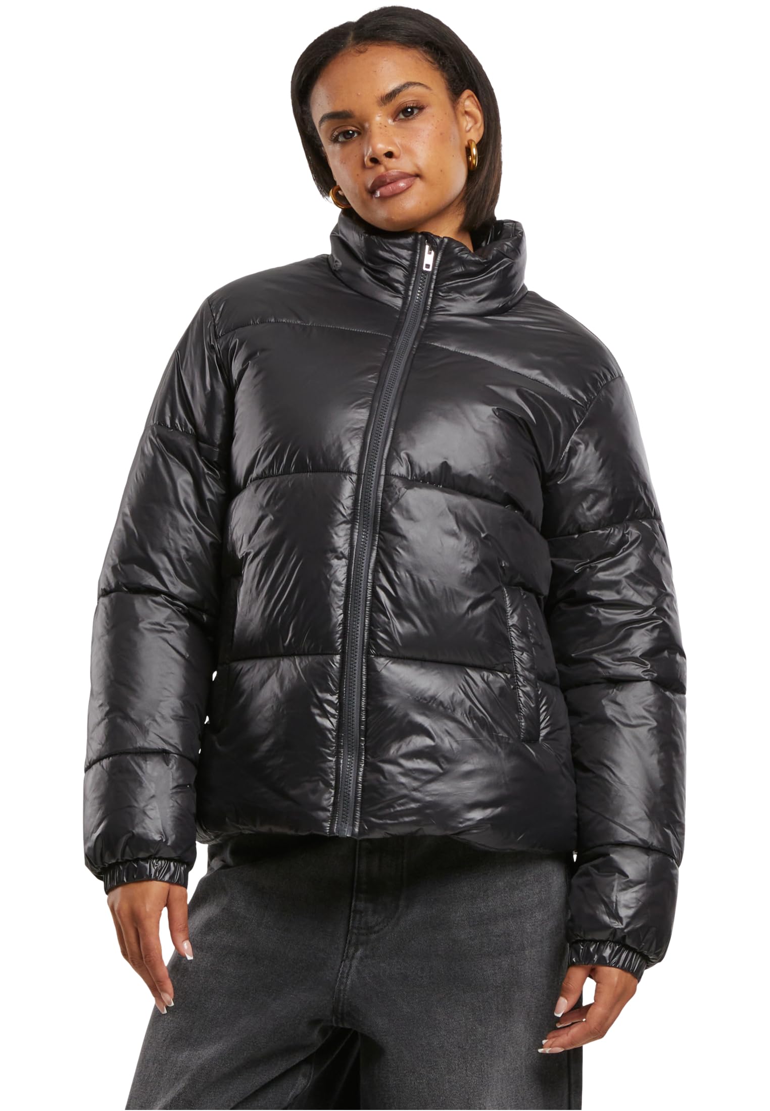 Urban Classics Damen Winterjacke Short Shiny Puffer Jacket