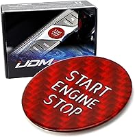 Vista 1 de iJDMTOY Cubierta de botón de inicio/parada del motor sin llave de fibra de carbono rojo brillante compatible con BMW G20 Serie 3, G22/G26 Serie 4