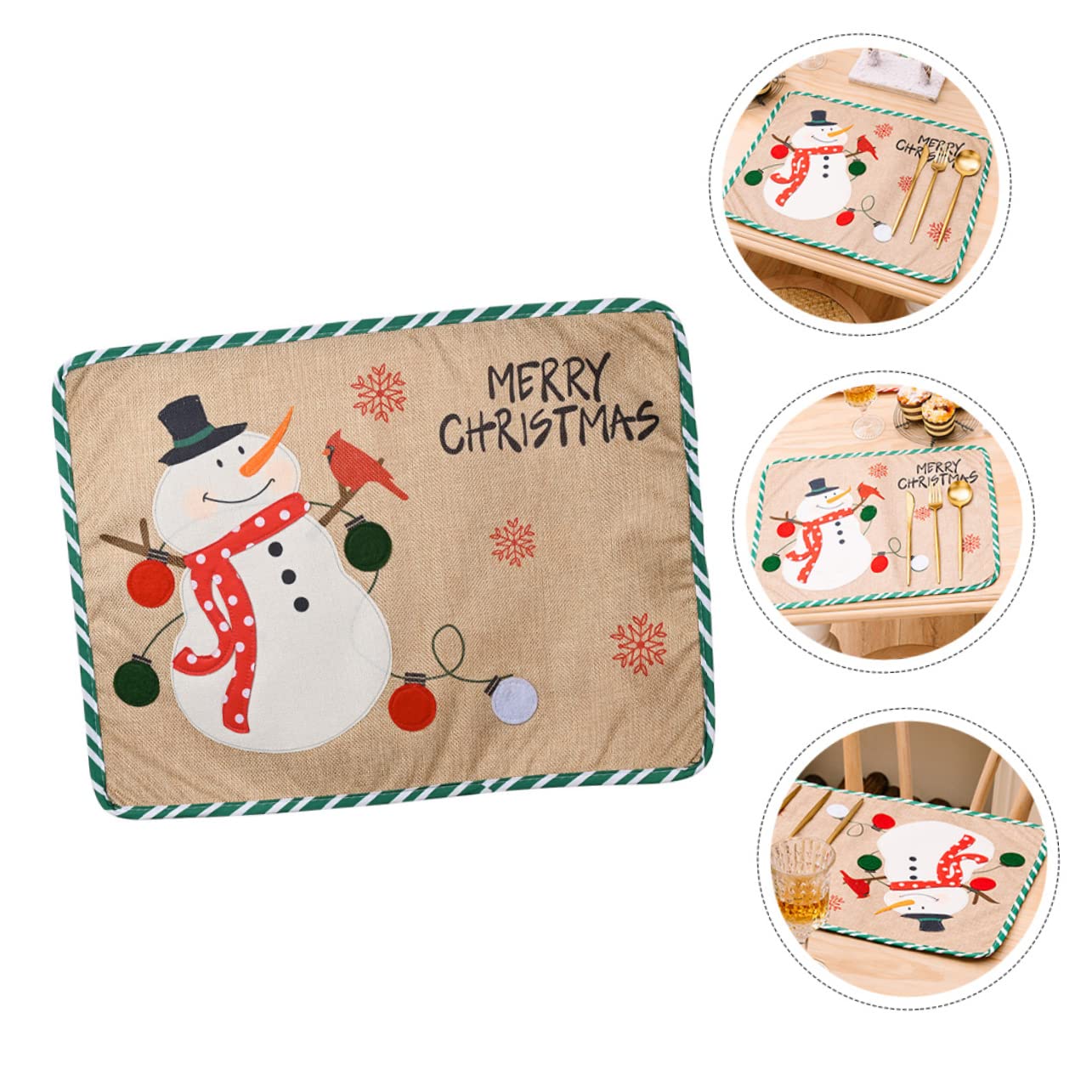 PRETYZOOM Set Di 4 Tovagliette Da Tavola Con Design A Strisce E Runner Da Tavola Per Feste Di Natale