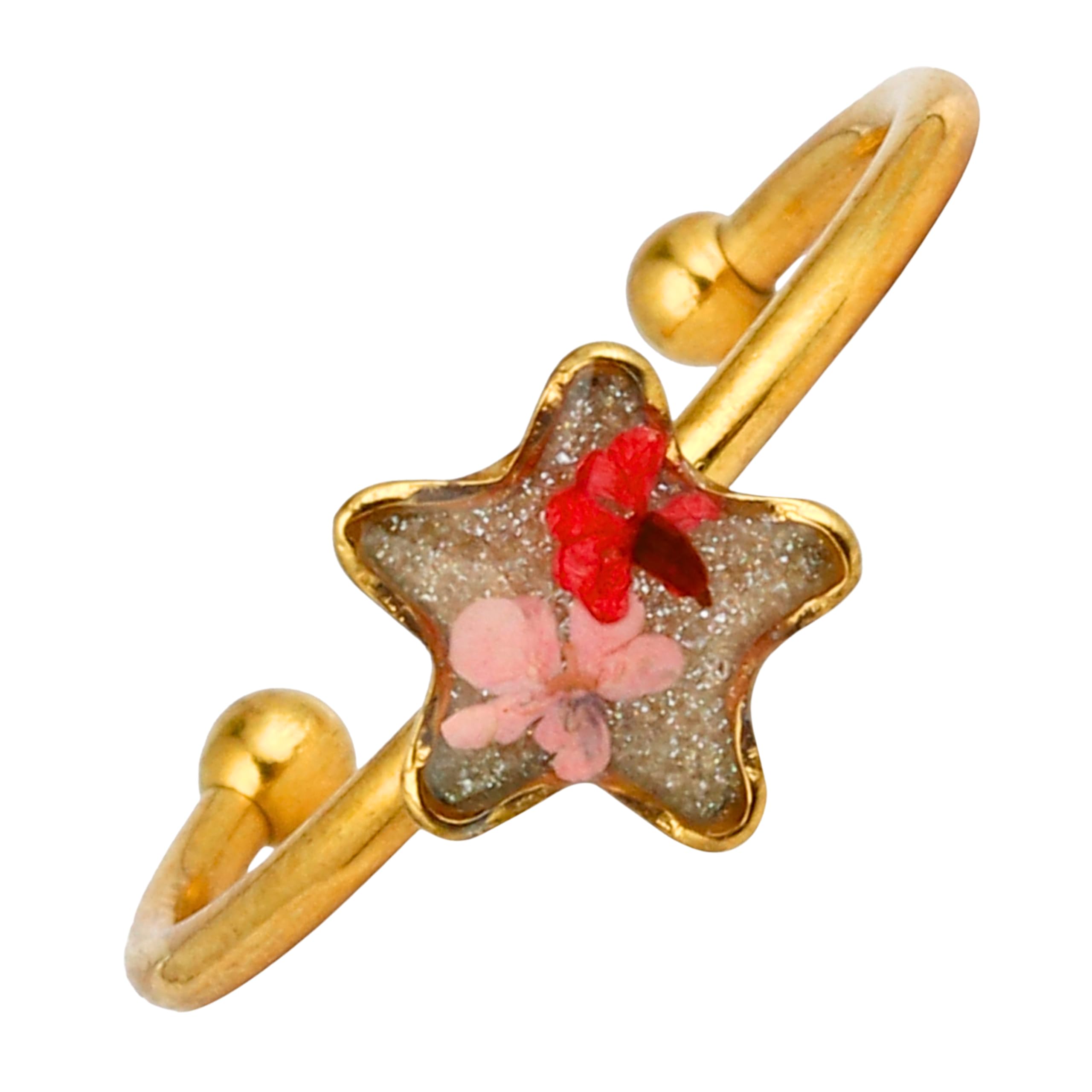 Fashionable Starburst Pink Red Ring | Preserved Real Flower Ring for Women | Gold Plated Stainless Steel | Premium Floral Resin Statement Jewelry | Made of Real Flowers | Elegant Gift-image-11